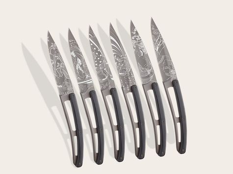 6 Deejo Tafelmesser Prestige, Ebenholz / Japan