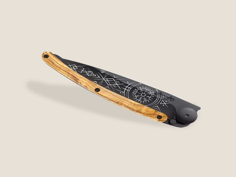 Deejo 37g, Olivenholz / Wikinger Vegvisir
