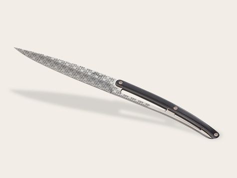 6 Deejo Tafelmesser Prestige, Ebenholz / Geometrie
